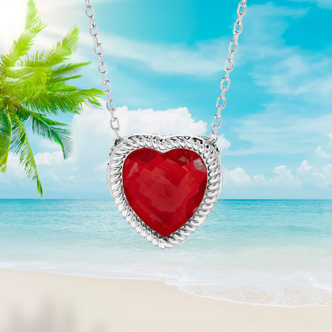 Open Heart Pendant Pink Amethyst