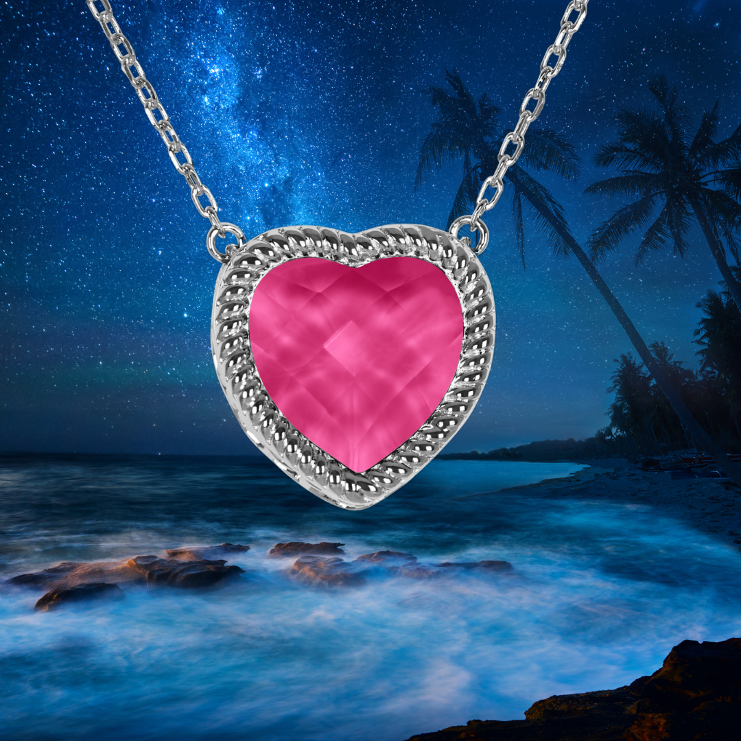 Open Heart Pendant Pink Amethyst - Image 2