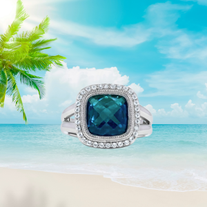 Glowing Caribi Waters Halo Ring