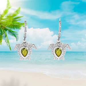 Sea Turtle Earrings Green Amethyst
