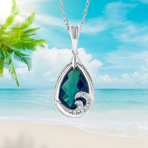 Caribi Wave Pendant - Blue Topaz