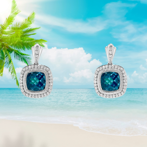 Glowing Caribi Waters Halo Earrings