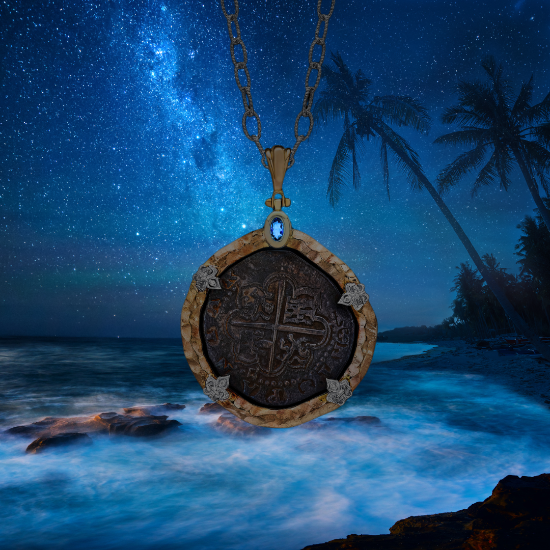 2 Reale (Large) Shipwreck Coin pendant - Glow of the Caribbean
