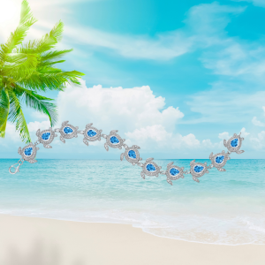Sea Turtle Bracelet Blue Topaz