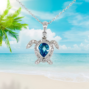 Sea Turtle Pendant Blue Topaz