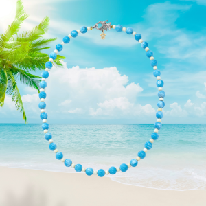 Larimar Beads with Bone Necklace