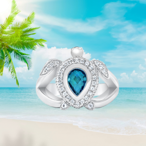 Sea Turtle Ring Blue Topaz