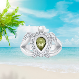 Sea Turtle Ring  Sea Foam Green Amethyst