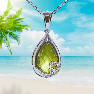 Caribi Wave Pendant - Sea Foam Green Amethyst